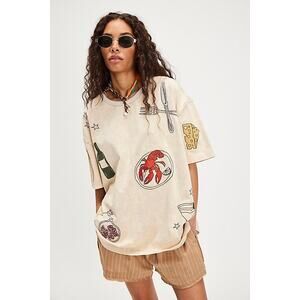 Denim and Bone X Free People Dinner Party Embroidered Tee Medium